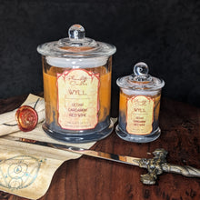 Load image into Gallery viewer, Baldur's Gate 3 Wyll candles in both large and small sizes.