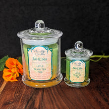 Load image into Gallery viewer, Baldur's Gate 3 Jaheira candles in both large and small sizes.
