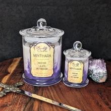 Load image into Gallery viewer, Baldur's Gate 3 Minthara candles in both large and small sizes.
